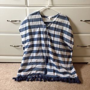blue striped beach coverup